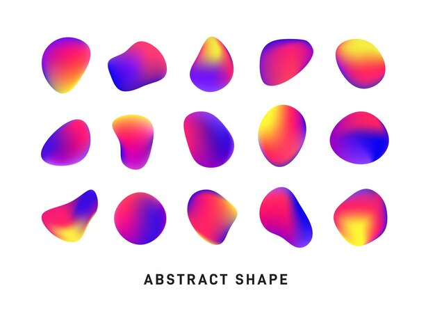 Вектор Набор абстрактных градиентных элементов органические плавные жидкие формы, изолированные на белом