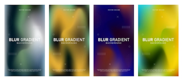 Abstract gradient fluid liquid cover template. Set of modern poster with vibrant graphic color