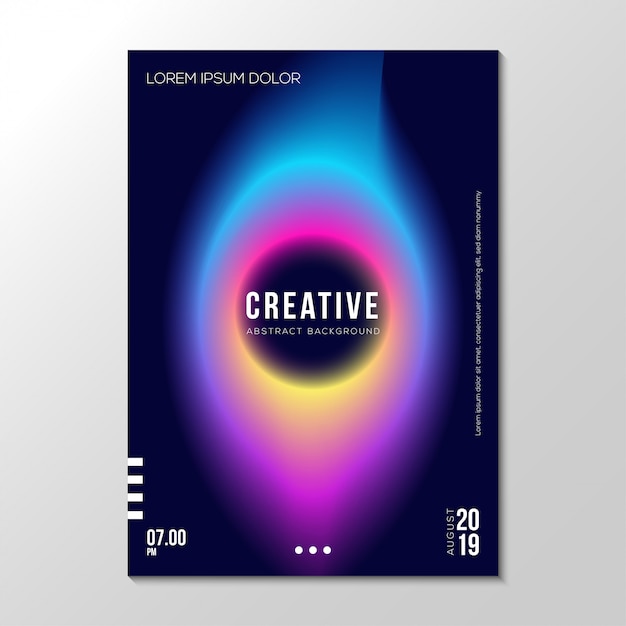 Abstract gradient fluid neon cover design template