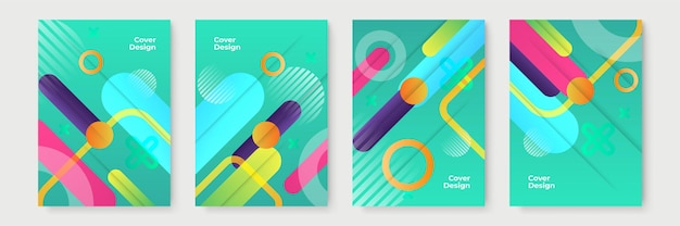 Abstract gradient geometric cover designs, trendy brochure templates, colorful futuristic posters. Vector illustration