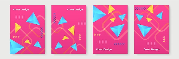 Abstract gradient geometric cover designs, trendy brochure templates, colorful futuristic posters. Vector illustration