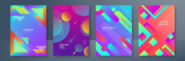 Vector abstract gradient geometric cover designs trendy brochure templates colorful futuristic posters vector illustration