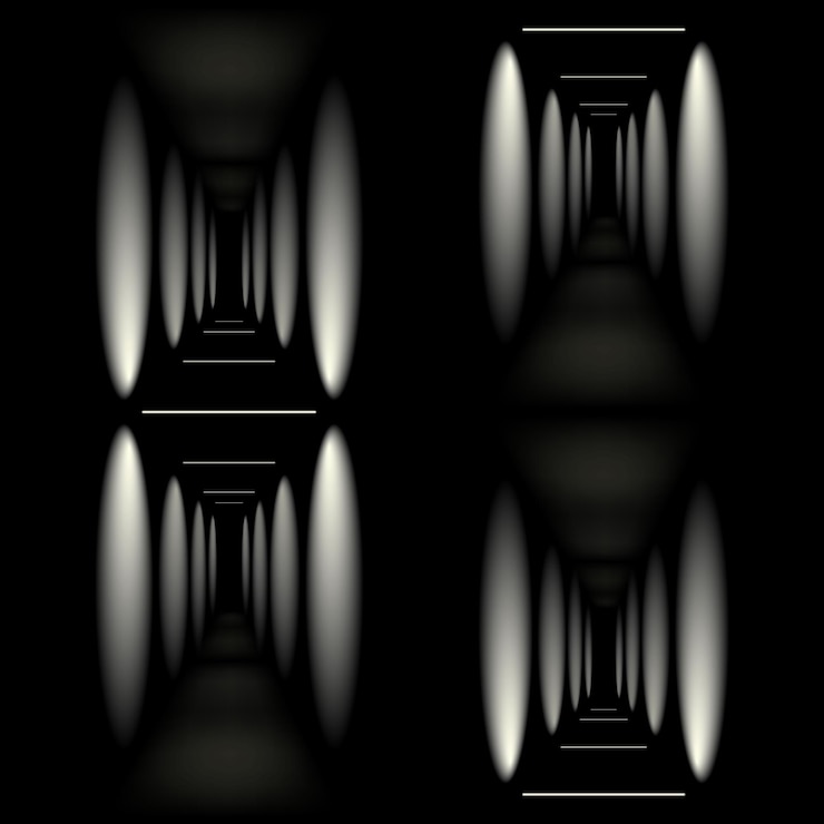 Vector abstract gradient hallway yellow lights set