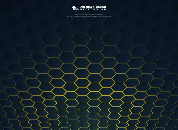 Vector abstract gradient hexagonal technology on yellow background