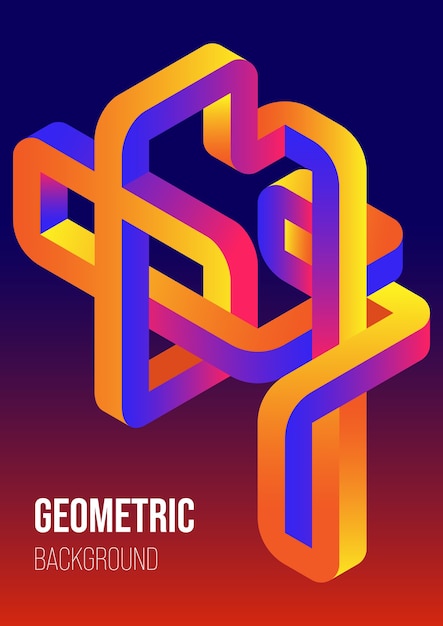 Abstract gradient isometric geometric shape design template background modern art style