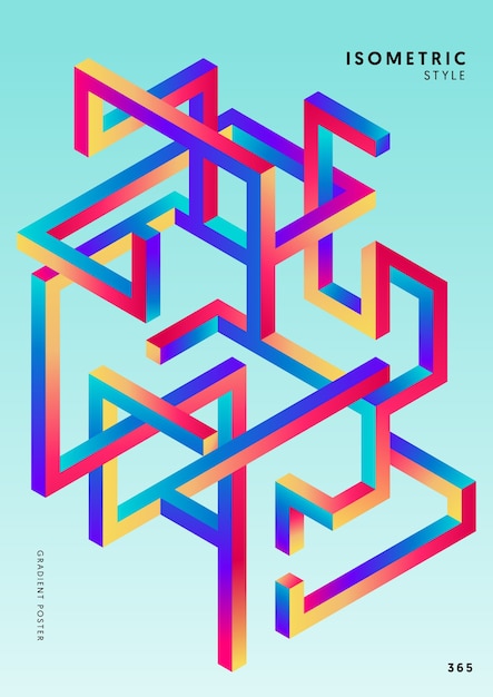 Abstract gradient isometric geometric shape template