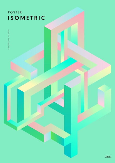 Abstract gradient isometric geometric shape template