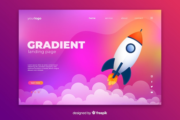 Vector abstract gradient landing page template