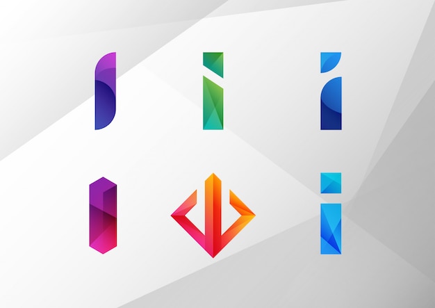 Vector abstract gradient letter i set