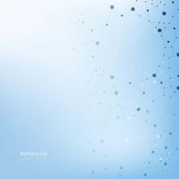 Vector abstract gradient light blue background with molecular pattern