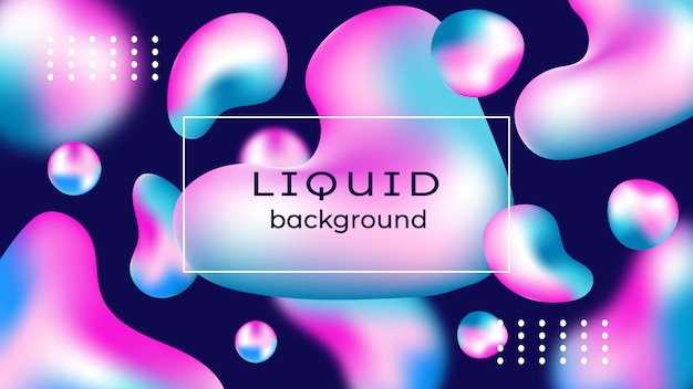Vector abstract gradient liquid  shape background blue pink