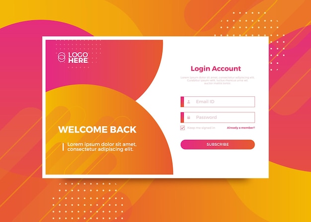 Vector abstract gradient login landing page