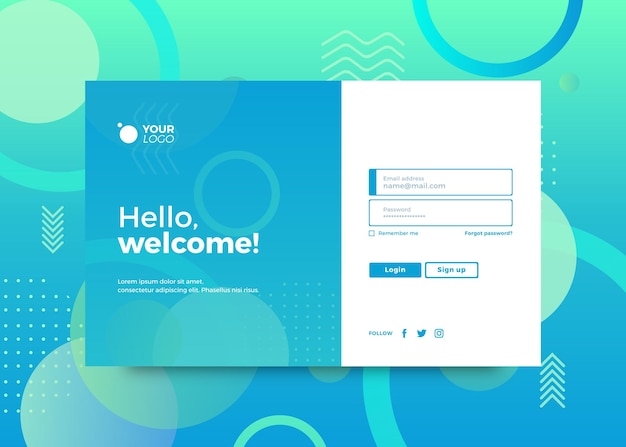 Vector abstract gradient login screen