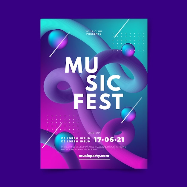 Abstract gradient music poster template