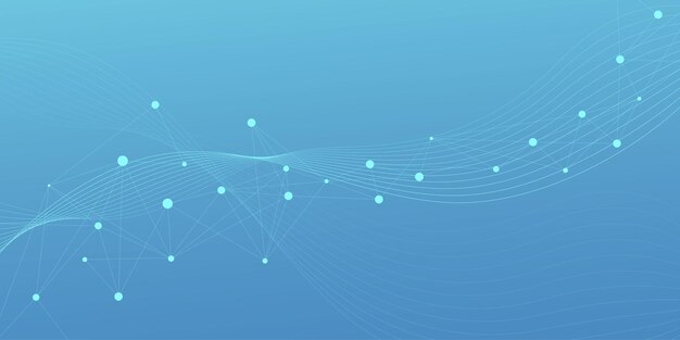 abstract gradient network connection with connecting dots lines and wave website header or banner