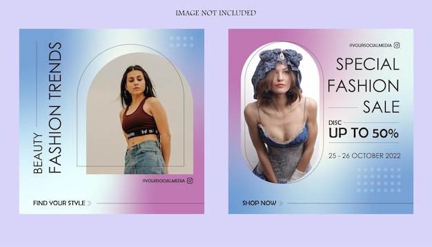 추상 그라데이션 보라색 미적 우아한 여성 패션 판매 소셜 미디어 게시물