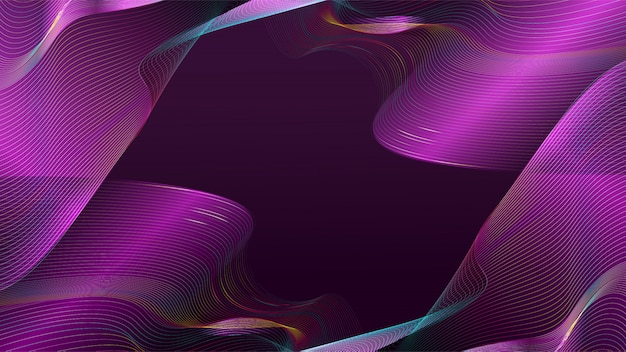 Abstract gradient purple wave mesh on dark purple