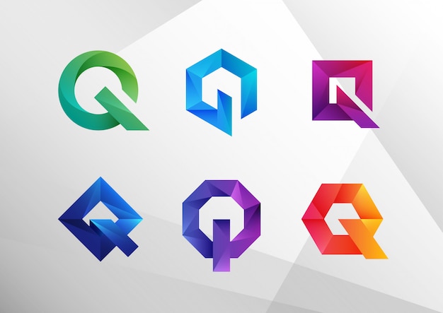 Abstract gradient Q logo collection