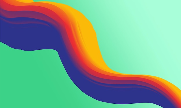 Abstract gradient rainbow fluid wavy green background Vector illustration