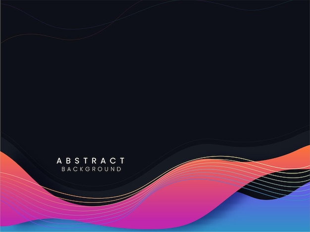 Abstract gradient wave pattern design template in black background