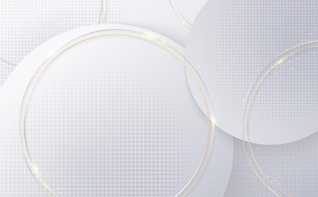 Vettore modello astratto sfumato bianco e grigio della decorazione del cerchio tecnologico con mezzitoni arrotondati.