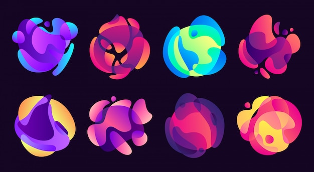 Abstract gradients shapes. Organic free form colorful gradient blur, blurred fluid shape or liquid blurs forms  