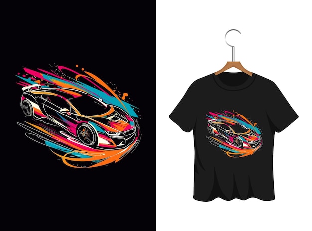 Vector abstract graffiti car illustration t shirt design artwork template