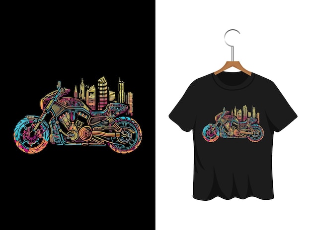 Abstract graffiti motorcycle illustration t shirt design artwork template