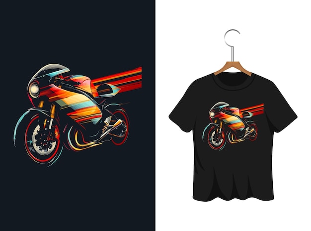 Abstract graffiti motorcycle illustration t shirt design artwork template