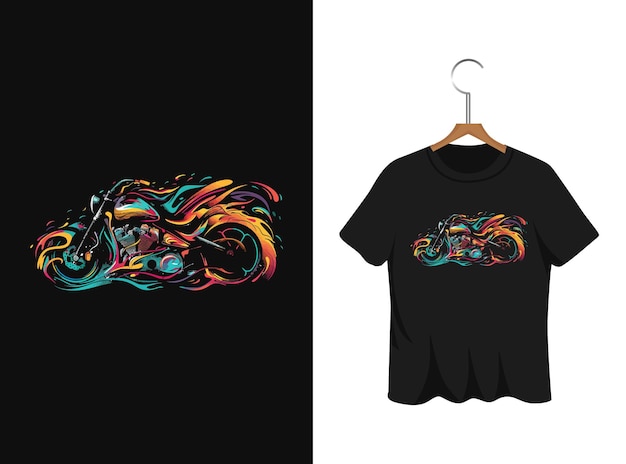 Vector abstract graffiti motorcycle illustration t shirt design artwork template