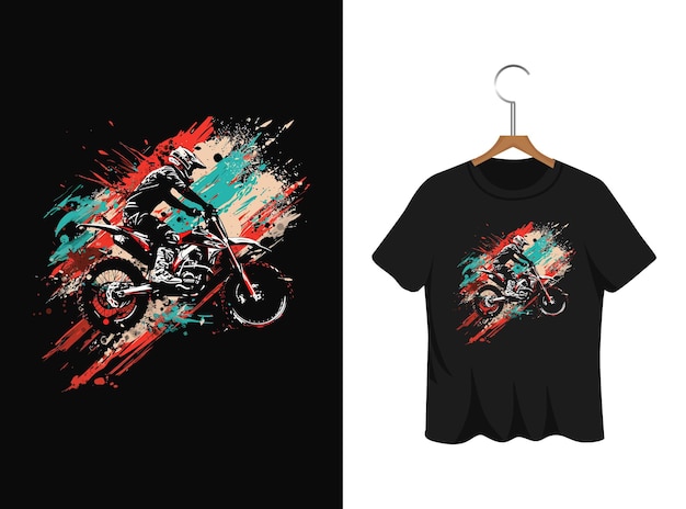 Abstract graffiti motorfiets illustratie t shirt ontwerp kunstwerk sjabloon