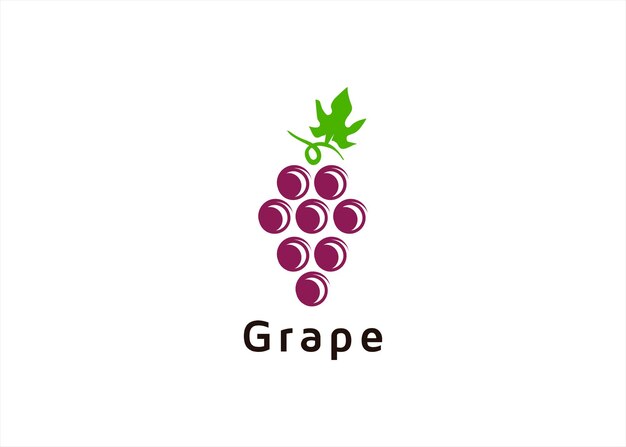 Modello astratto di etichetta di design del logo della foglia del vino della frutta dell'uva