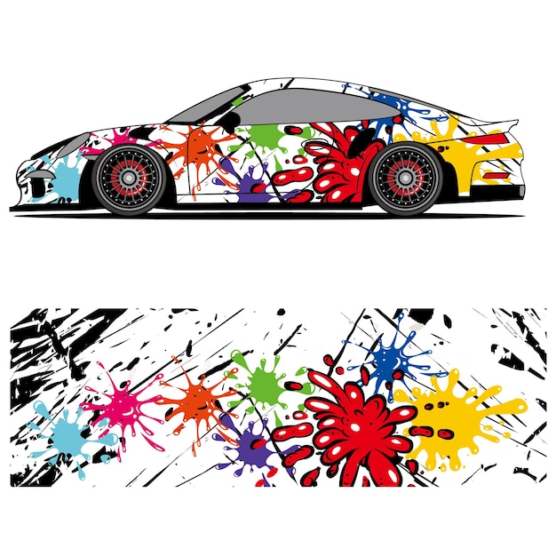 Вектор Абстрактный графический дизайн гоночной виниловой наклейки для рекламы гоночных автомобилей