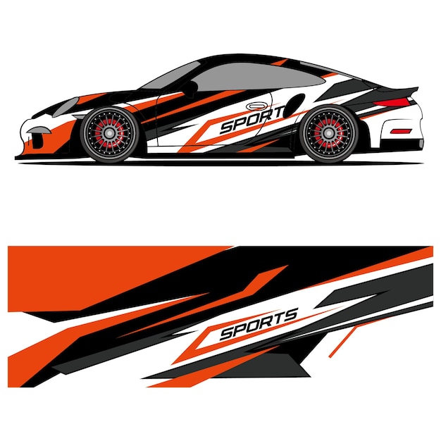 レーシングカー広告用のレーシングビニールステッカーの抽象的なグラフィックデザイン