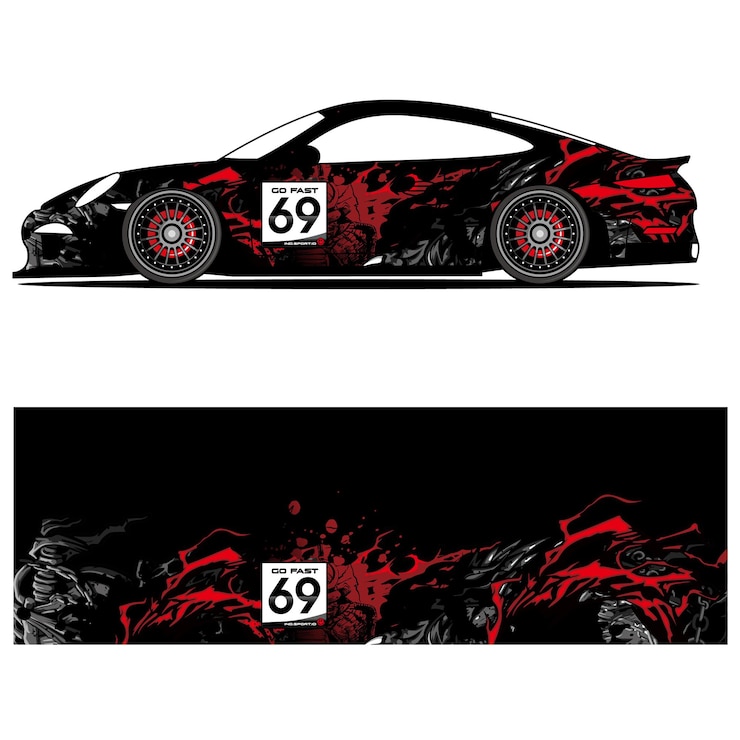 Vector abstract graphic design of racing vinyl sticker for racing car advertising