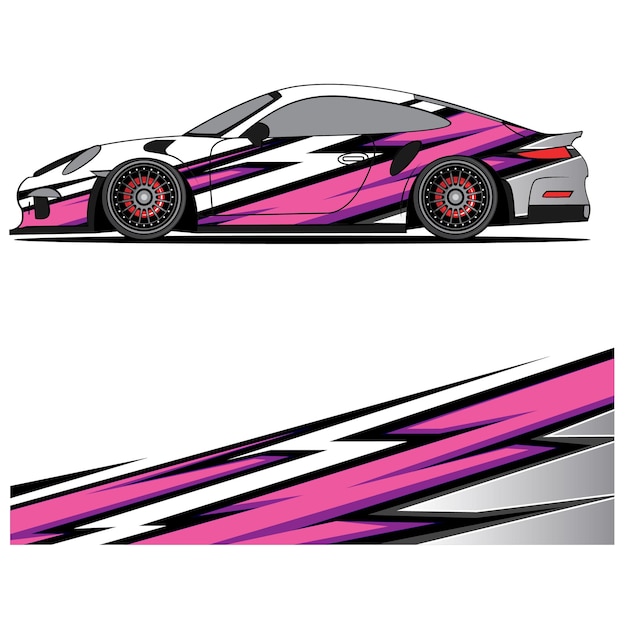 Abstract graphic design of racing vinyl sticker for racing car advertising