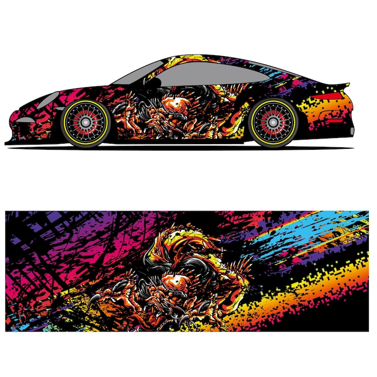 Vector abstract graphic design of racing vinyl sticker for racing car advertising