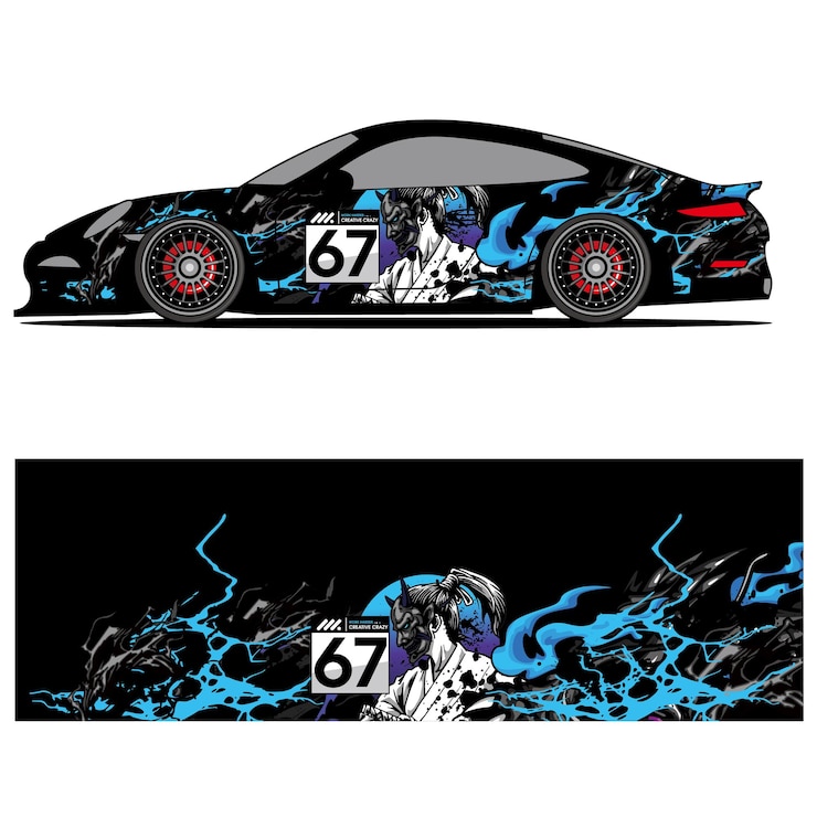 Vector abstract graphic design of racing vinyl sticker for racing car advertising