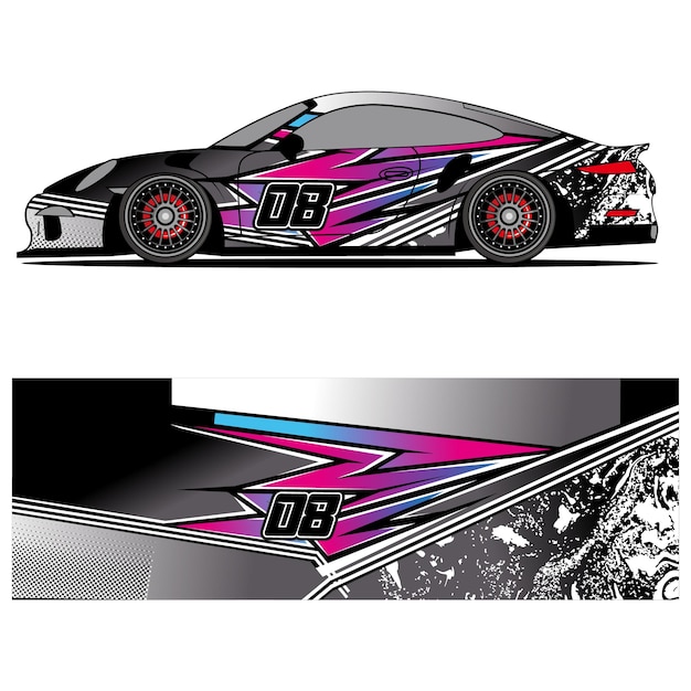 Vector abstract graphic design of racing vinyl sticker for racing car advertising