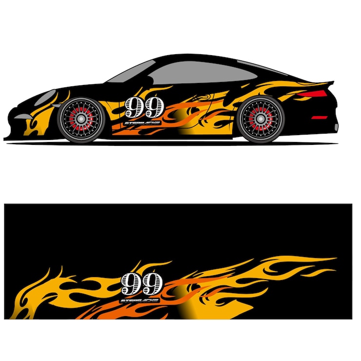 Vector abstract graphic design of racing vinyl sticker for racing car automotive background branding des