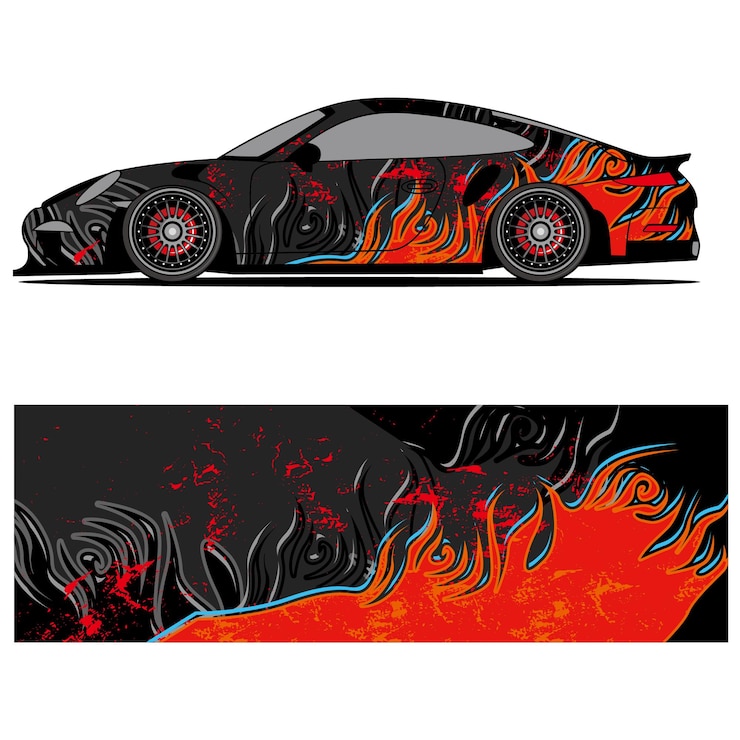 Vector abstract graphic design of racing vinyl sticker for racing car automotive background branding desi