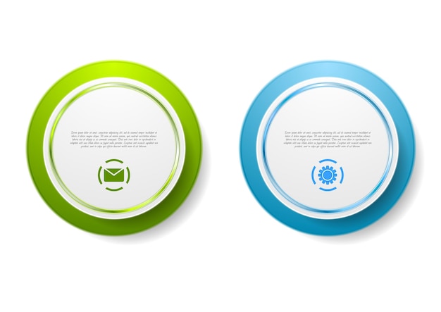 Vector abstract green and blue circle stickers.