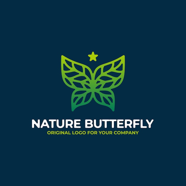 Abstract green butterfly logo design template