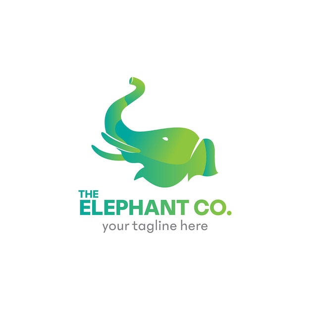 Abstract green elephant logo design template