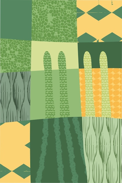 抽象的な緑のフィールドまたは波エコファームの背景落書きのテクスチャと自然の風景ベクトルイラスト山の丘の有機農園