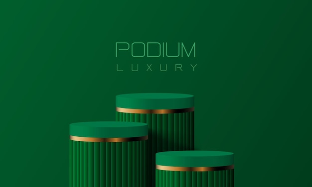 Abstract green gold podium empty room 3d shape design product display presentation studio concept