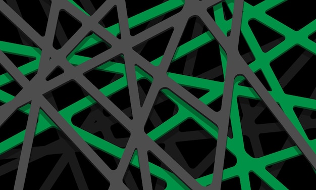 Абстрактная зеленая серая линия сетка геометрическое перекрытие на черном дизайне современный футуристический вектор фона