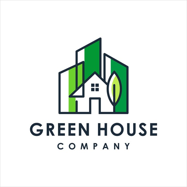 abstract green house logo design template vector