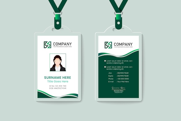 Abstract green id card design template