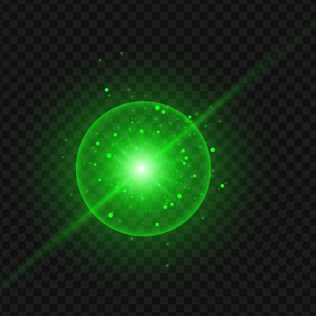Raggio laser verde astratto. isolato su sfondo nero trasparente. illustrazione vettoriale, eps 10.
